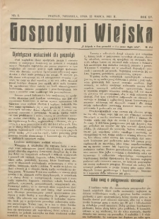 Gospodyni Wiejska: dodatek do &bdquo;Poradnika Gospodarskiego&rdquo; 1931.03.22 R.15 Nr5