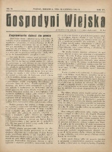 Gospodyni Wiejska: dodatek do &bdquo;Poradnika Gospodarskiego&rdquo; 1931.06.14 R.15 Nr11