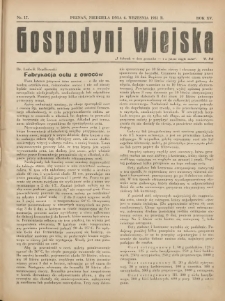 Gospodyni Wiejska: dodatek do &bdquo;Poradnika Gospodarskiego&rdquo; 1931.09.06 R.15 Nr17