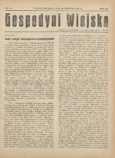 Gospodyni Wiejska: dodatek do &bdquo;Poradnika Gospodarskiego&rdquo; 1931.09.20 R.15 Nr18