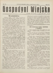 Gospodyni Wiejska: dodatek do &bdquo;Poradnika Gospodarskiego&rdquo; 1931.11.15 R.15 Nr22