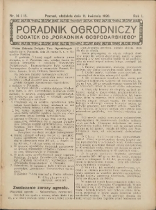 Poradnik Ogrodniczy. 1920.04.11 R.1 Nr14-15