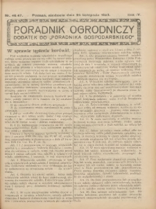 Poradnik Ogrodniczy. 1923.11.23 R.4 Nr46-47