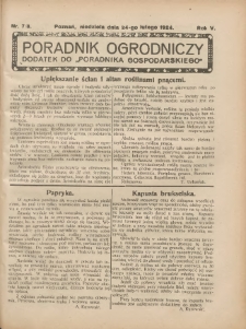 Poradnik Ogrodniczy. 1924.02.24 R.5 Nr7-8