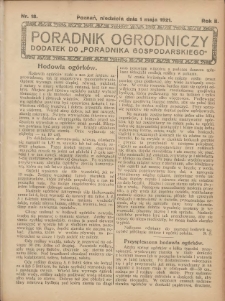 Poradnik Ogrodniczy. 1921.05.01 R.2 Nr18