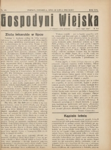 Gospodyni Wiejska: dodatek do &bdquo;Poradnika Gospodarskiego&rdquo; 1932.07.24 R.16 Nr15
