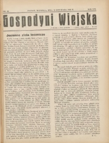 Gospodyni Wiejska: dodatek do &bdquo;Poradnika Gospodarskiego&rdquo; 1932.11.13 R.16 Nr22