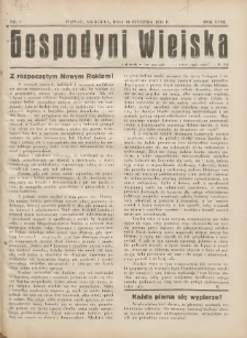 Gospodyni Wiejska: dodatek do &bdquo;Poradnika Gospodarskiego&rdquo; 1934.01.14 R.18 Nr1