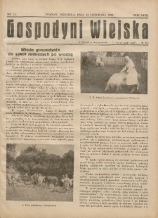 Gospodyni Wiejska: dodatek do &bdquo;Poradnika Gospodarskiego&rdquo; 1934.11.11 R.18 Nr15