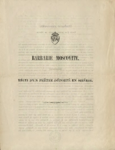 Barbarie moscovite : récit d'un prêtre déporté en Sibérie