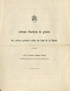 Adresse d'actions de grâces des prêtres polonais exilés au fond de la Russie