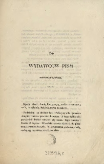 Do wydawców pism emigracyjnych