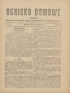 Ognisko Domowe: bezpłatny dodatek do "Głosu Leszczyńskiego" i „Głosu Polskiego” 1929.02.10 R.5 Nr6