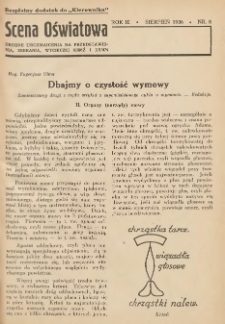 Scena Oświatowa: drobne urozmaicenia na przedstawienia, zebrania, wycieczki oraz obozy KSM: bezpłatny dodatek do Kierownika Stowarzyszeń Młodzieży 1936. R.3 Nr8