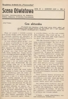 Scena Oświatowa: drobne urozmaicenia na przedstawienia, zebrania, wycieczki oraz obozy KSM: bezpłatny dodatek do Kierownika Stowarzyszeń Młodzieży 1937. R.4 Nr8