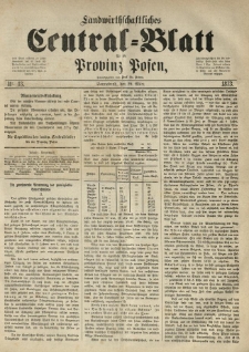 Landwirthschaftliches Central-Blatt für die Provinz Posen. 1873.03.29 Jg.1 Nr.13