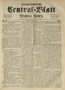 Landwirthschaftliches Central-Blatt für die Provinz Posen. 1873.05.10 Jg.1 Nr.19