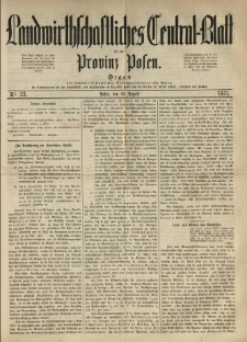 Landwirthschaftliches Central-Blatt für die Provinz Posen. 1873.08.16 Jg.1 Nr.33