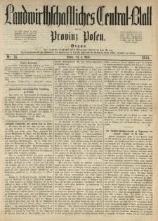 Landwirthschaftliches Central-Blatt f&uuml;r die Provinz Posen. 1874.04.04 Jg.2 Nr.14