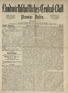 Landwirthschaftliches Central-Blatt f&uuml;r die Provinz Posen. 1875.03.13 Jg.3 Nr.11