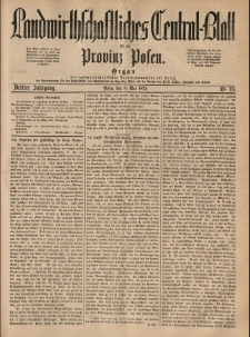 Landwirthschaftliches Central-Blatt f&uuml;r die Provinz Posen. 1875.05.08 Jg.3 Nr.19