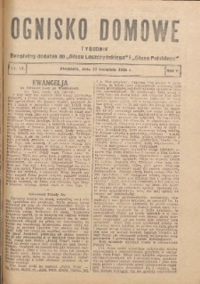 Ognisko Domowe: bezpłatny dodatek do "Głosu Leszczyńskiego" i „Głosu Polskiego” 1930.04.27 R.6 Nr17