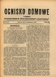 Ognisko Domowe: bezpłatny dodatek do "Głosu Leszczyńskiego" i „Głosu Polskiego” 1932.10.23 R.8 Nr43