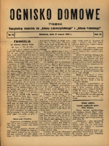 Ognisko Domowe: bezpłatny dodatek do "Głosu Leszczyńskiego" i „Głosu Polskiego” 1933.03.27 R.9 Nr13