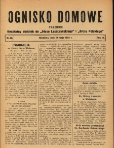 Ognisko Domowe: bezpłatny dodatek do "Głosu Leszczyńskiego" i „Głosu Polskiego” 1933.05.14 R.9 Nr20