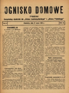 Ognisko Domowe: bezpłatny dodatek do "Głosu Leszczyńskiego" i „Głosu Polskiego” 1933.05.21 R.9 Nr21