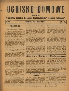 Ognisko Domowe: bezpłatny dodatek do "Głosu Leszczyńskiego" i „Głosu Polskiego” 1933.07.09R.9 Nr28
