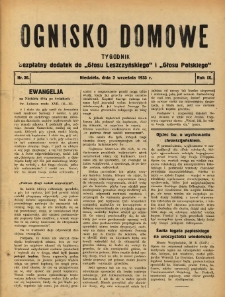 Ognisko Domowe: bezpłatny dodatek do "Głosu Leszczyńskiego" i „Głosu Polskiego” 1933.09.03 R.9 Nr36