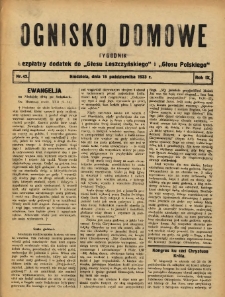 Ognisko Domowe: bezpłatny dodatek do "Głosu Leszczyńskiego" i „Głosu Polskiego” 1933.10.15 R.9 Nr42