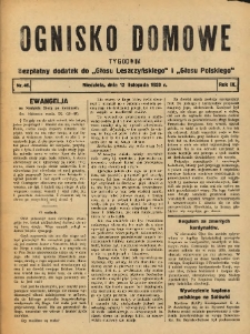 Ognisko Domowe: bezpłatny dodatek do "Głosu Leszczyńskiego" i „Głosu Polskiego” 1933.11.12 R.9 Nr46