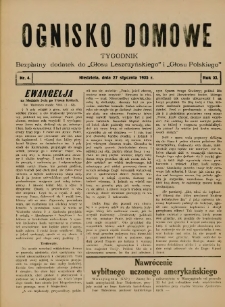Ognisko Domowe: bezpłatny dodatek do "Głosu Leszczyńskiego" i „Głosu Polskiego” 1935.01.27 R.11 Nr4