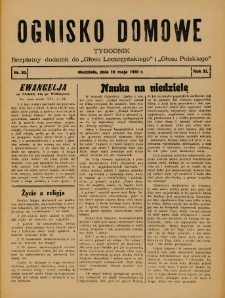 Ognisko Domowe: bezpłatny dodatek do "Głosu Leszczyńskiego" i „Głosu Polskiego” 1935.05.19 R.11 Nr20