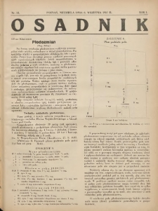 Osadnik. Dodatek do: Poradnik Gospodarski: pismo tygodniowe: organ kółek rolniczych w Wielkiem Księstwie Poznańskiem: organ kółek włościańsko-rolniczych w Wielkiem Księstwie Poznańskiem. 1931.09.06 R.1 Nr18
