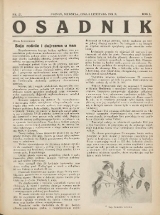 Osadnik. Dodatek do: Poradnik Gospodarski: pismo tygodniowe: organ kółek rolniczych w Wielkiem Księstwie Poznańskiem: organ kółek włościańsko-rolniczych w Wielkiem Księstwie Poznańskiem. 1931.11.08 R.1 Nr27