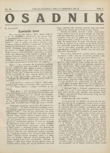 Osadnik. Dodatek do: Poradnik Gospodarski: pismo tygodniowe: organ kółek rolniczych w Wielkiem Księstwie Poznańskiem: organ kółek włościańsko-rolniczych w Wielkiem Księstwie Poznańskiem. 1931.11.15 R.1 Nr28