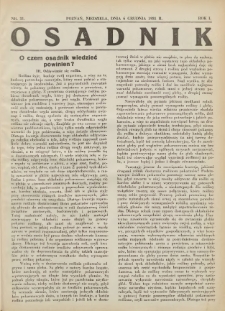 Osadnik. Dodatek do: Poradnik Gospodarski: pismo tygodniowe: organ k&oacute;łek rolniczych w Wielkiem Księstwie Poznańskiem: organ k&oacute;łek włościańsko-rolniczych w Wielkiem Księstwie Poznańskiem. 1931.12.06 R.1 Nr31