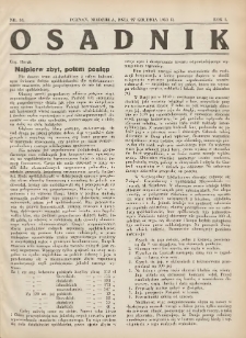 Osadnik. Dodatek do: Poradnik Gospodarski: pismo tygodniowe: organ kółek rolniczych w Wielkiem Księstwie Poznańskiem: organ kółek włościańsko-rolniczych w Wielkiem Księstwie Poznańskiem. 1931.12.27 R.1 Nr34