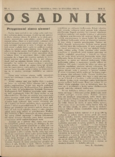 Osadnik. Dodatek do: Poradnik Gospodarski: pismo tygodniowe: organ kółek rolniczych w Wielkiem Księstwie Poznańskiem: organ kółek włościańsko-rolniczych w Wielkiem Księstwie Poznańskiem. 1932.01.24 R.2 Nr4