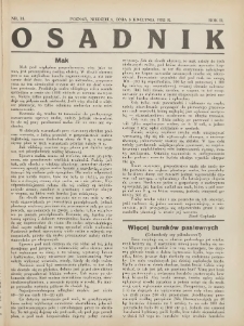 Osadnik. Dodatek do: Poradnik Gospodarski: pismo tygodniowe: organ kółek rolniczych w Wielkiem Księstwie Poznańskiem: organ kółek włościańsko-rolniczych w Wielkiem Księstwie Poznańskiem. 1932.04.03. R.2 Nr14