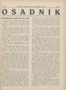 Osadnik. Dodatek do: Poradnik Gospodarski: pismo tygodniowe: organ kółek rolniczych w Wielkiem Księstwie Poznańskiem: organ kółek włościańsko-rolniczych w Wielkiem Księstwie Poznańskiem. 1932.06.12 R.2 Nr24