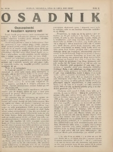 Osadnik. Dodatek do: Poradnik Gospodarski: pismo tygodniowe: organ k&oacute;łek rolniczych w Wielkiem Księstwie Poznańskiem: organ k&oacute;łek włościańsko-rolniczych w Wielkiem Księstwie Poznańskiem. 1932.07.23 R.2 Nr29/30