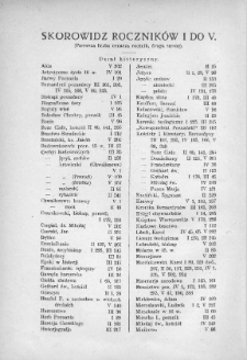 Skorowidz rocznik&oacute;w I do V (Kroniki Miasta Poznania)