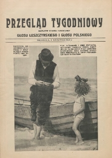 Przegląd Tygodniowy: bezpłatny dodatek ilustrowany Głosu Leszczyńskiego i Głosu Polskiego 1929.09.08
