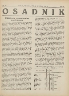 Osadnik. Dodatek do: Poradnik Gospodarski: pismo tygodniowe: organ kółek rolniczych w Wielkiem Księstwie Poznańskiem: organ kółek włościańsko-rolniczych w Wielkiem Księstwie Poznańskiem. 1932.09.25 R.2 Nr39