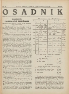 Osadnik. Dodatek do: Poradnik Gospodarski: pismo tygodniowe: organ k&oacute;łek rolniczych w Wielkiem Księstwie Poznańskiem: organ k&oacute;łek włościańsko-rolniczych w Wielkiem Księstwie Poznańskiem. 1932.10.02 R.2 Nr40