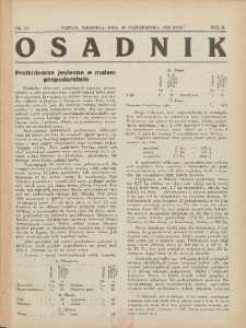Osadnik. Dodatek do: Poradnik Gospodarski: pismo tygodniowe: organ k&oacute;łek rolniczych w Wielkiem Księstwie Poznańskiem: organ k&oacute;łek włościańsko-rolniczych w Wielkiem Księstwie Poznańskiem. 1932.10.30 R.2 Nr44